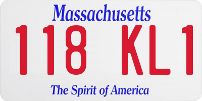 MA license plate 118KL1