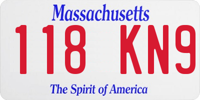 MA license plate 118KN9