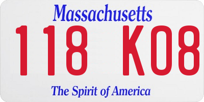 MA license plate 118KO8