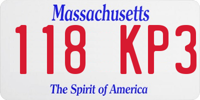 MA license plate 118KP3