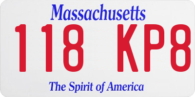 MA license plate 118KP8