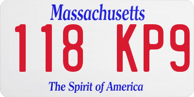 MA license plate 118KP9