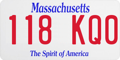 MA license plate 118KQ0