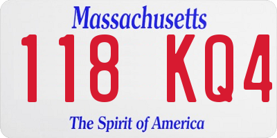 MA license plate 118KQ4