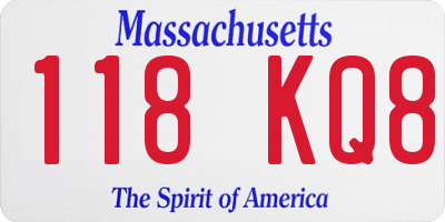 MA license plate 118KQ8