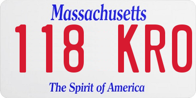 MA license plate 118KR0
