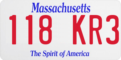 MA license plate 118KR3