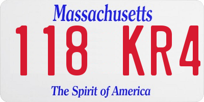 MA license plate 118KR4