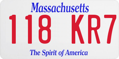 MA license plate 118KR7