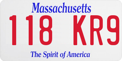 MA license plate 118KR9