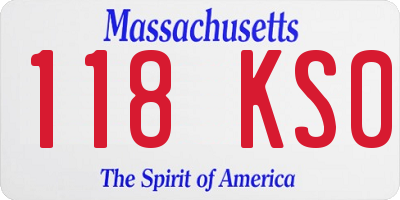 MA license plate 118KS0