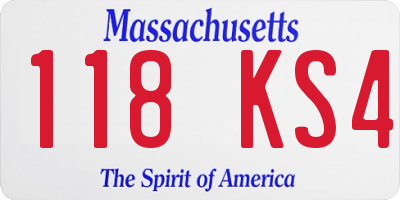 MA license plate 118KS4