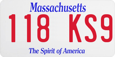 MA license plate 118KS9