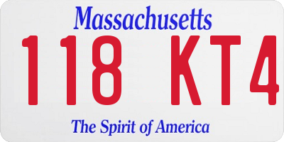 MA license plate 118KT4