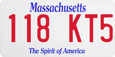 MA license plate 118KT5