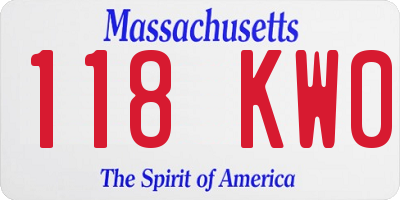 MA license plate 118KW0