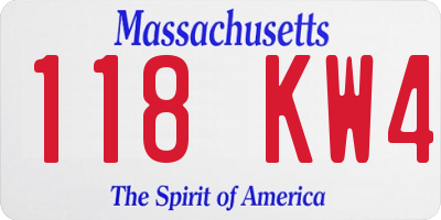MA license plate 118KW4