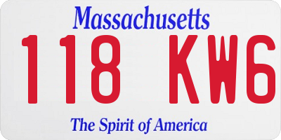 MA license plate 118KW6