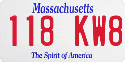 MA license plate 118KW8