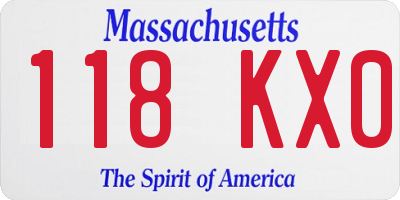 MA license plate 118KX0