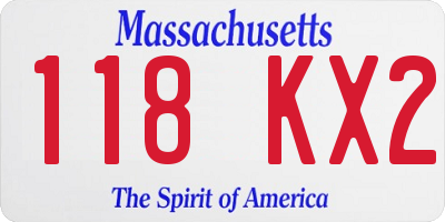 MA license plate 118KX2