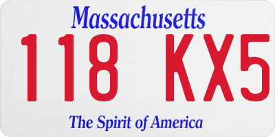 MA license plate 118KX5
