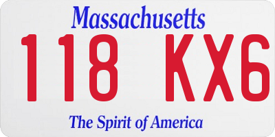 MA license plate 118KX6