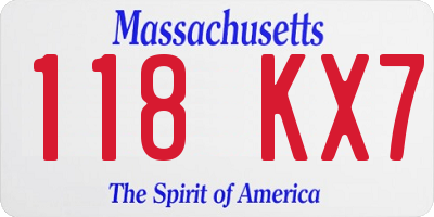 MA license plate 118KX7