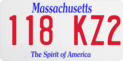 MA license plate 118KZ2