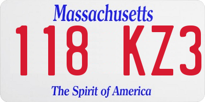 MA license plate 118KZ3