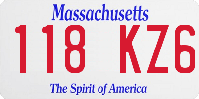 MA license plate 118KZ6