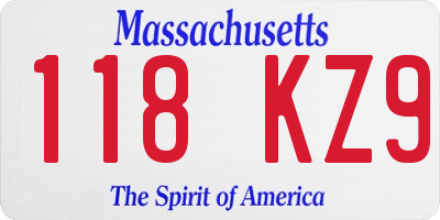 MA license plate 118KZ9