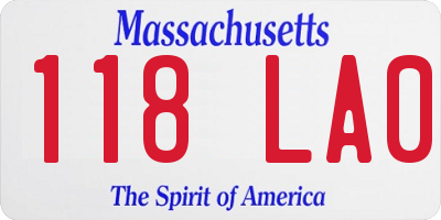 MA license plate 118LA0