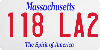 MA license plate 118LA2