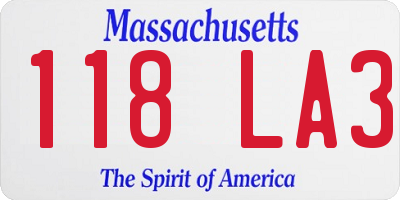 MA license plate 118LA3