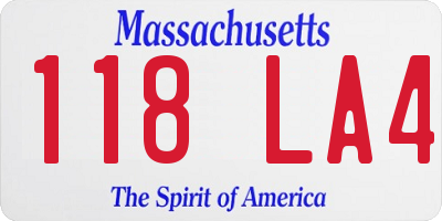 MA license plate 118LA4