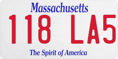 MA license plate 118LA5