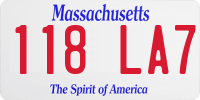 MA license plate 118LA7