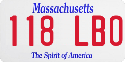 MA license plate 118LB0