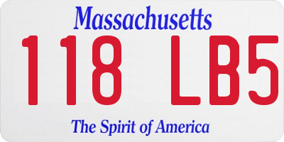 MA license plate 118LB5