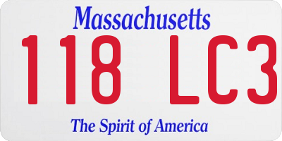 MA license plate 118LC3