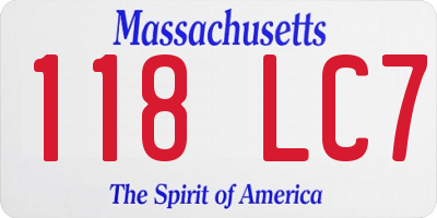 MA license plate 118LC7