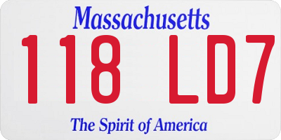 MA license plate 118LD7