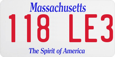 MA license plate 118LE3