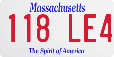 MA license plate 118LE4