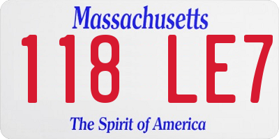 MA license plate 118LE7