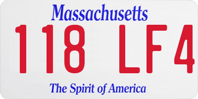 MA license plate 118LF4