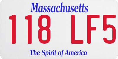 MA license plate 118LF5