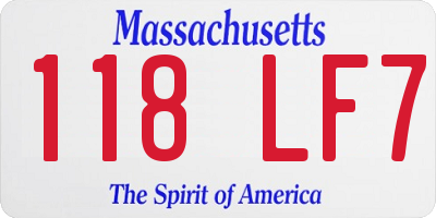 MA license plate 118LF7