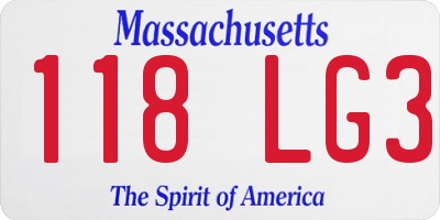 MA license plate 118LG3